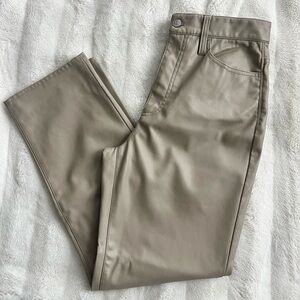 Women’s Tan Faux Leather Straight Leg Pants